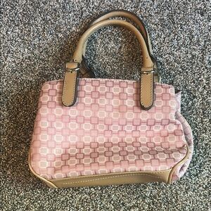 Nine West Pink and Tan Satchel with Leather Trim